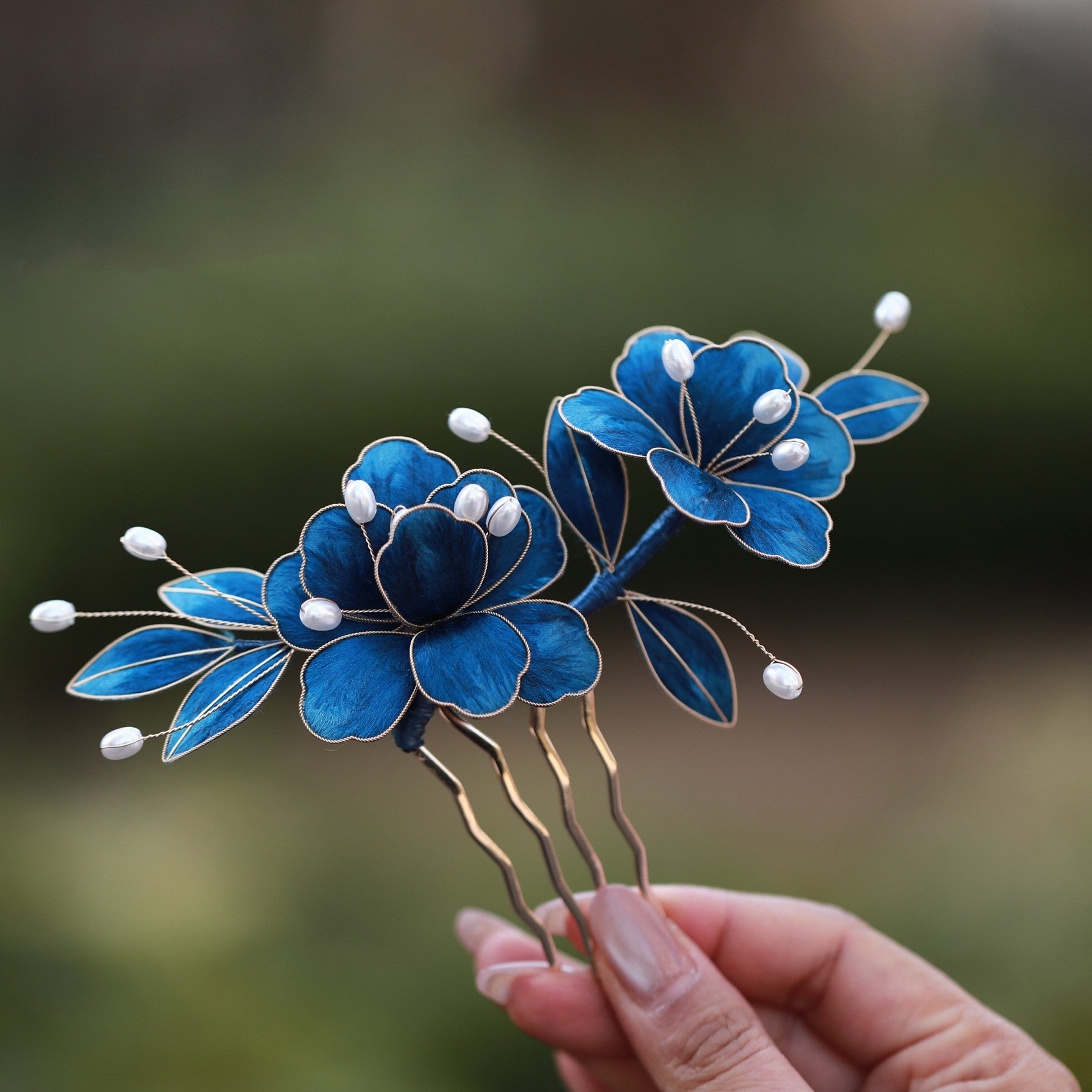 Handmade Silk Velvet Peony Hair Comb - Artisan Filigree Jewelry for Luxury Weddings & Brides