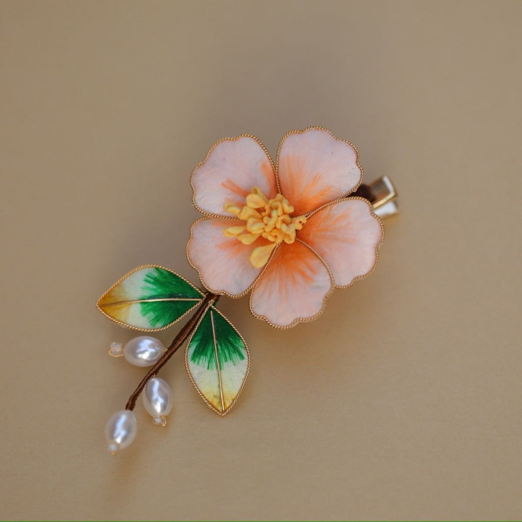 Handmade Pastel Pink Silk Velvet Flower - Artisan Hair Stick for Romantic Weddings