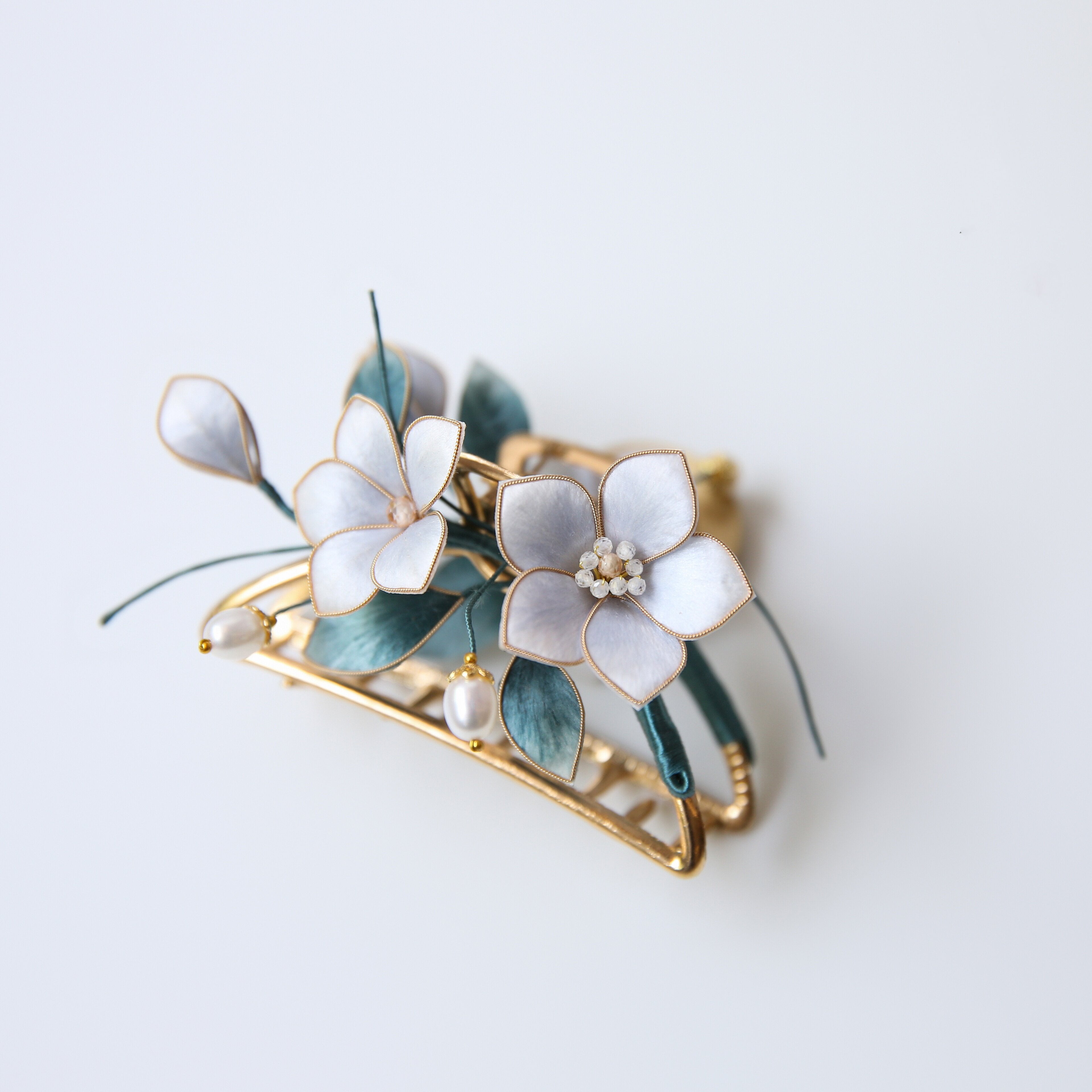 "Ethereal Petal" Silk Velvet Claw Clip - Romantic Heritage Hairpiece for Tea Parties