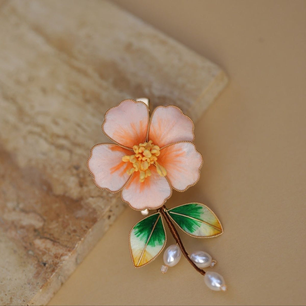 Handmade Pastel Pink Silk Velvet Flower - Artisan Hair Stick for Romantic Weddings