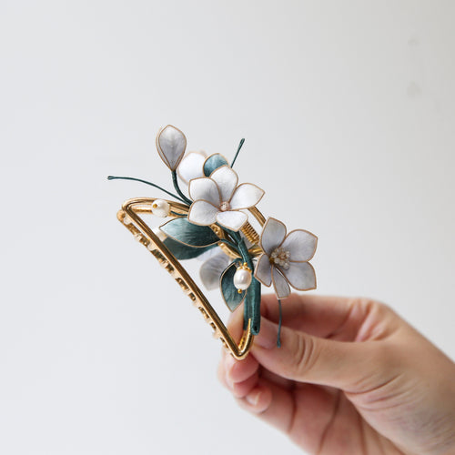 "Ethereal Petal" Silk Velvet Claw Clip - Romantic Heritage Hairpiece for Tea Parties