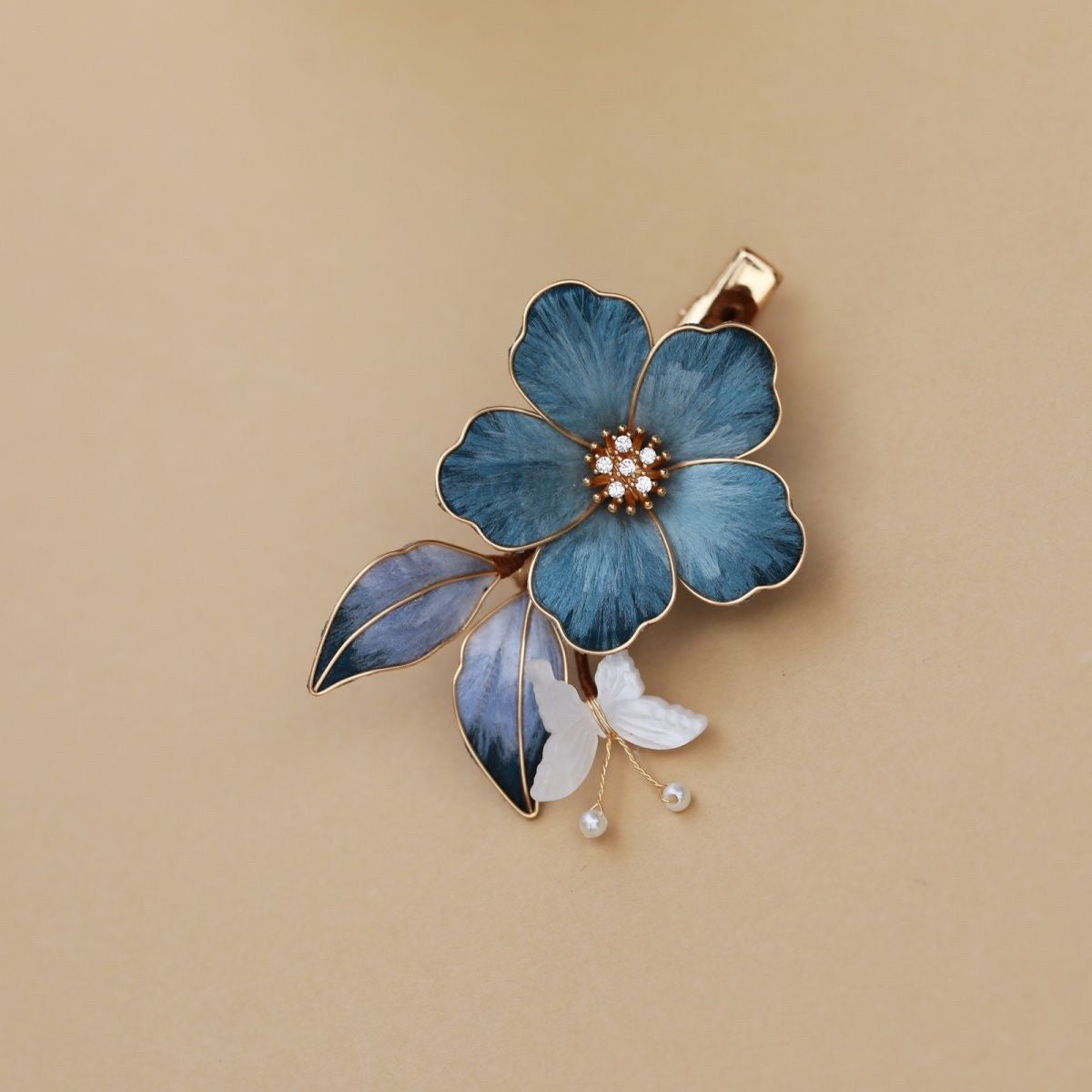 Ronghua Handmade Chinese Velvet Silk Flower Hair Clip– Intangible Cultural Heritage Craft, Elegant Gift for Women, Hanfu & Qipao Styling
