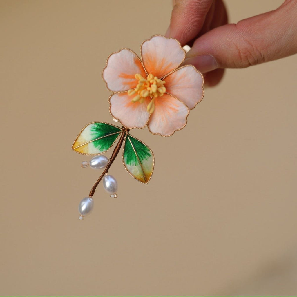 Handmade Pastel Pink Silk Velvet Flower - Artisan Hair Stick for Romantic Weddings