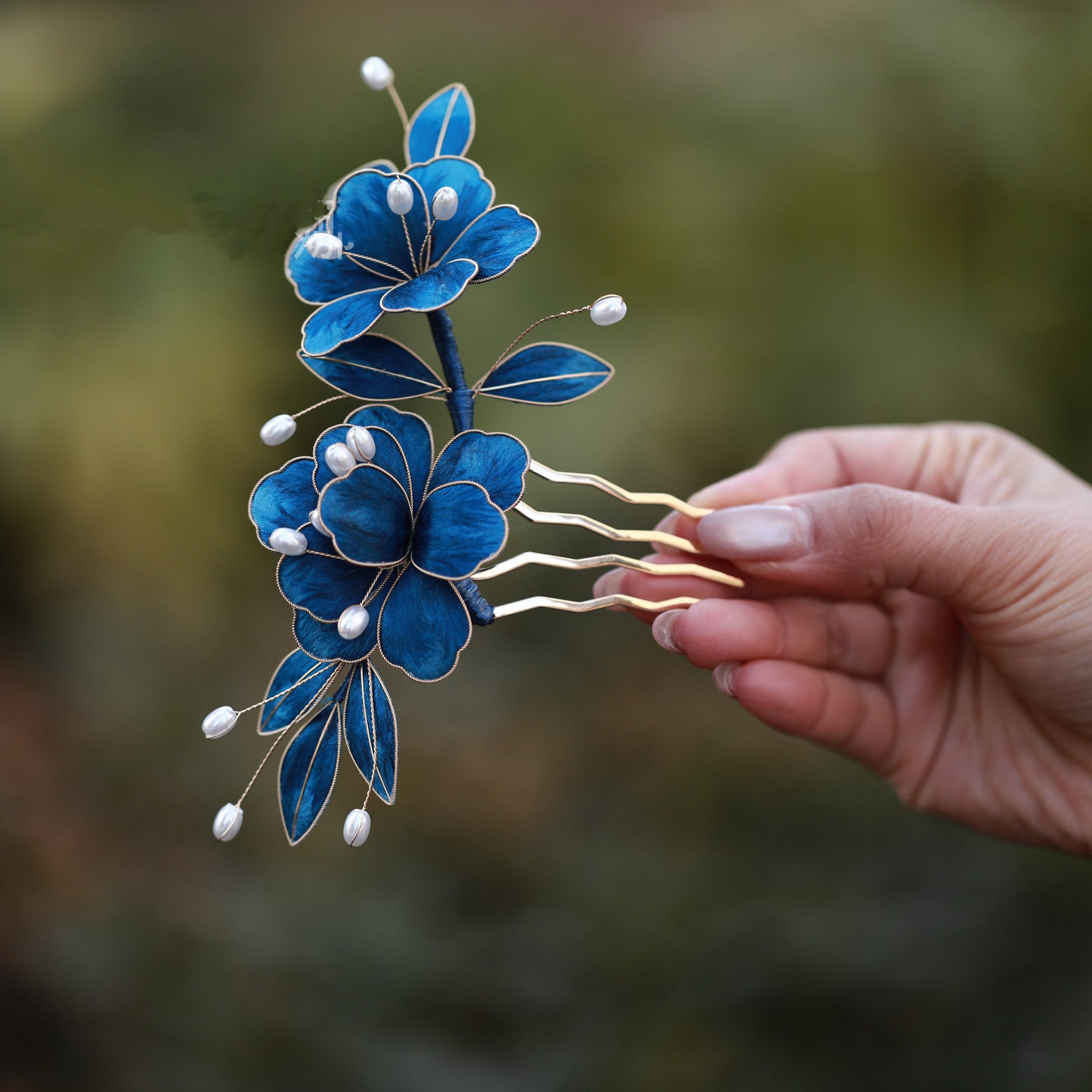 Handmade Silk Velvet Peony Hair Comb - Artisan Filigree Jewelry for Luxury Weddings & Brides