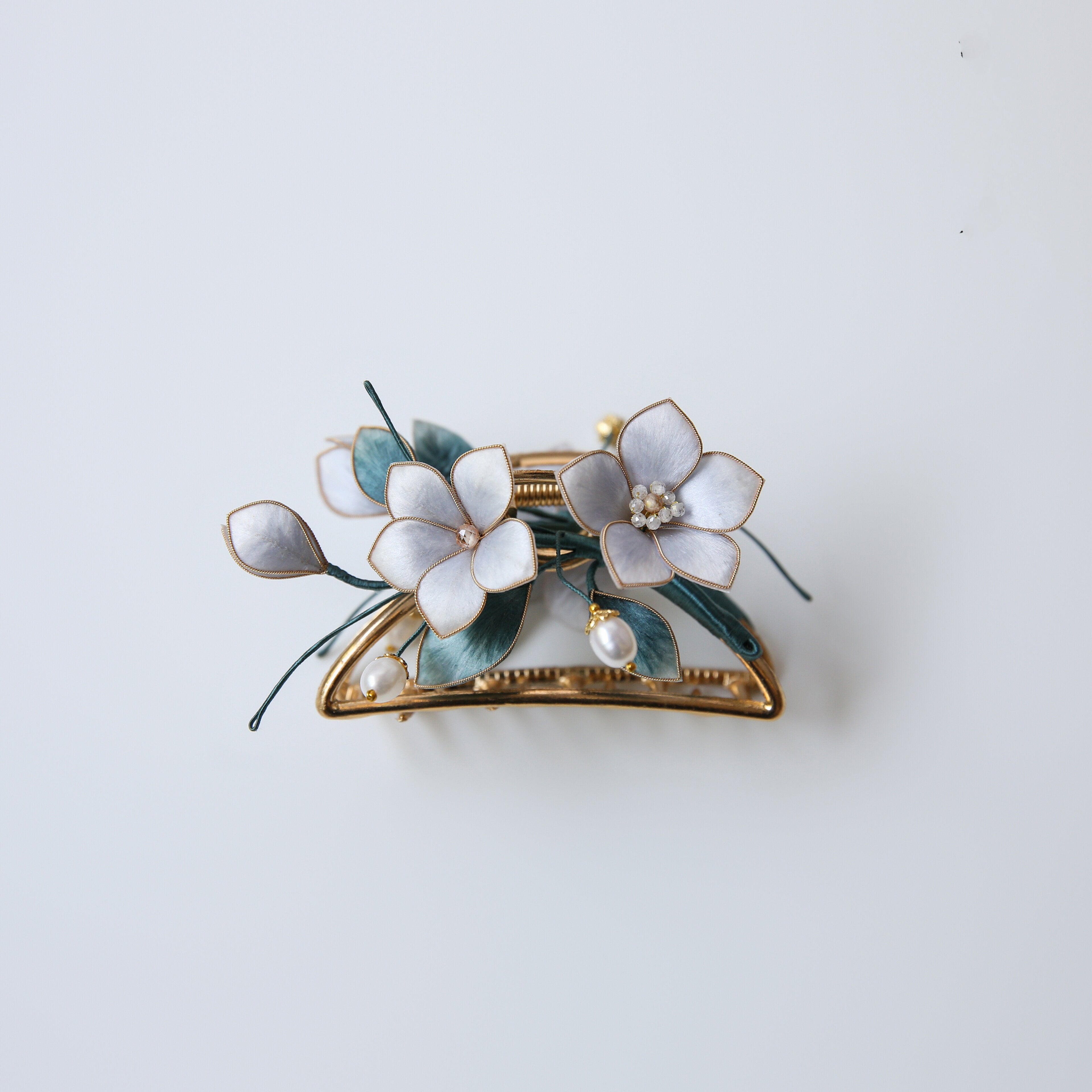 "Ethereal Petal" Silk Velvet Claw Clip - Romantic Heritage Hairpiece for Tea Parties
