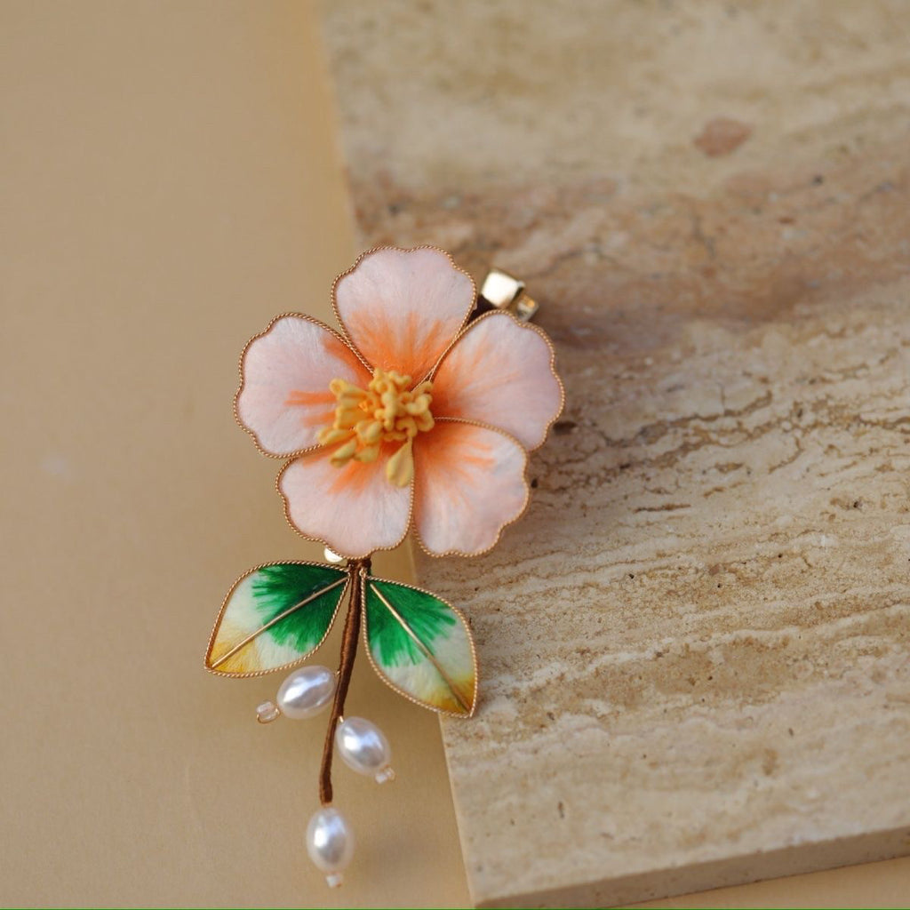 Handmade Pastel Pink Silk Velvet Flower - Artisan Hair Stick for Romantic Weddings
