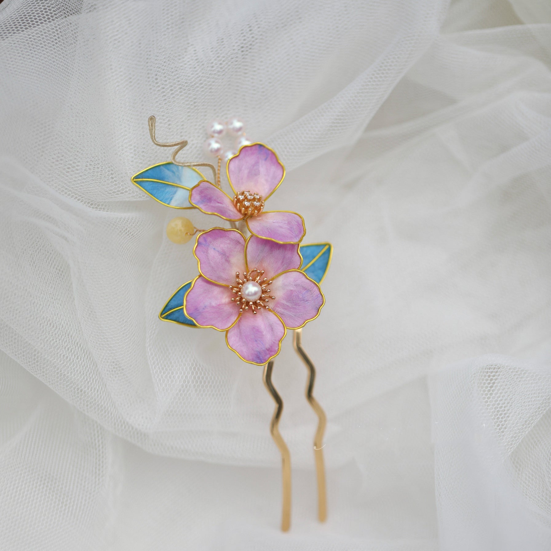 "Pink Moonlight" Silk Velvet Comb - Ethereal Floral Headpiece for Photography & Galas