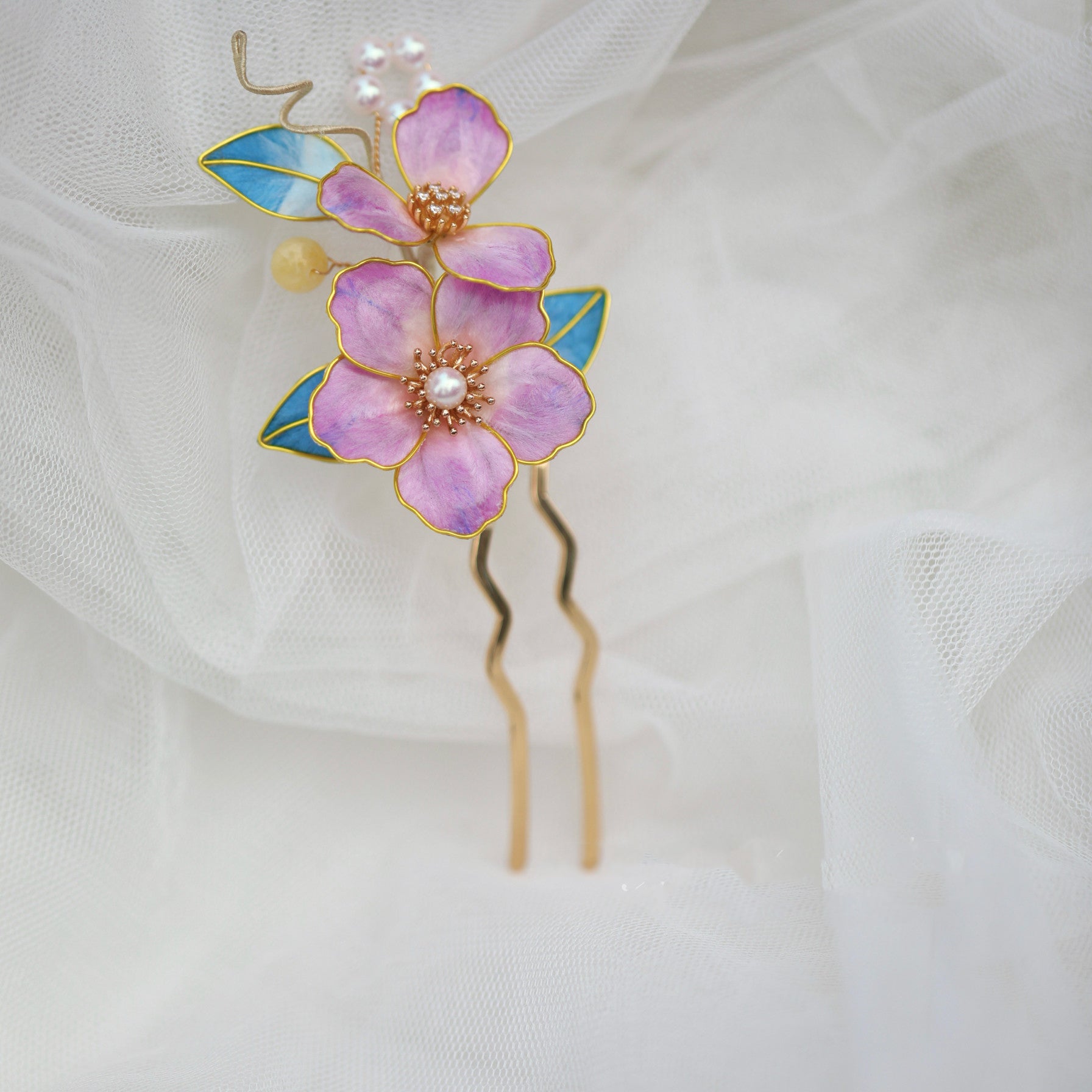 "Pink Moonlight" Silk Velvet Comb - Ethereal Floral Headpiece for Photography & Galas