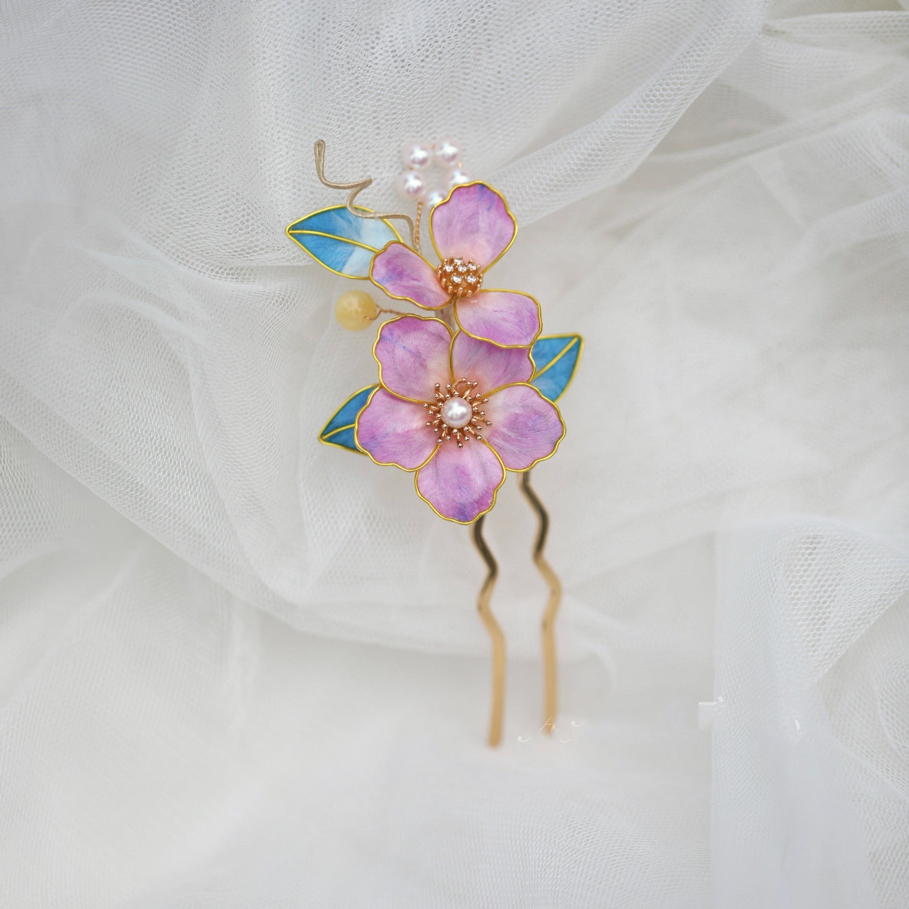 "Pink Moonlight" Silk Velvet Comb - Ethereal Floral Headpiece for Photography & Galas