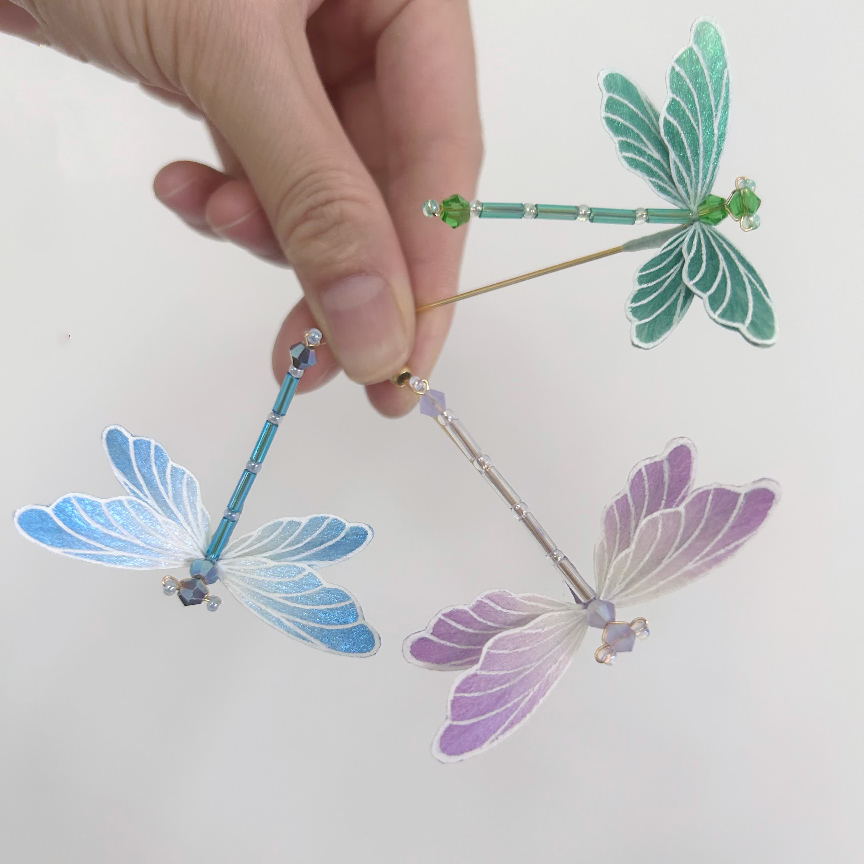 Handmade Silk Velvet Dragonfly Brooch - Artisan Heritage Jewelry for Coats & Hats