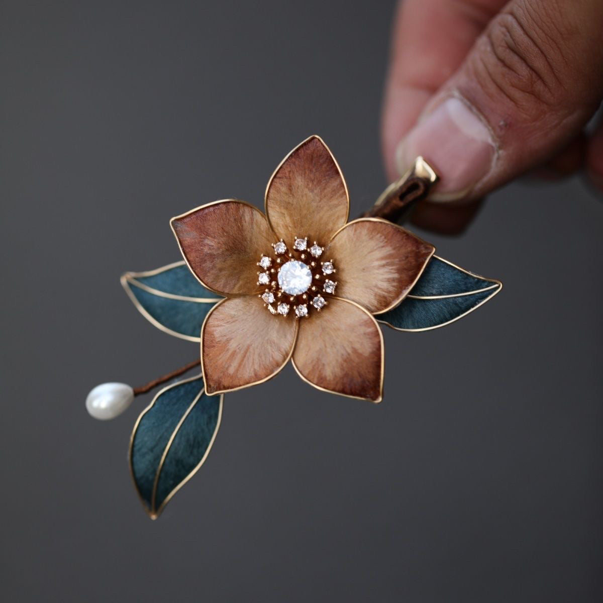 "Fragrant Mist" Silk Flower Hair Fork - Ethereal Heritage Accessory for Elegant Updos