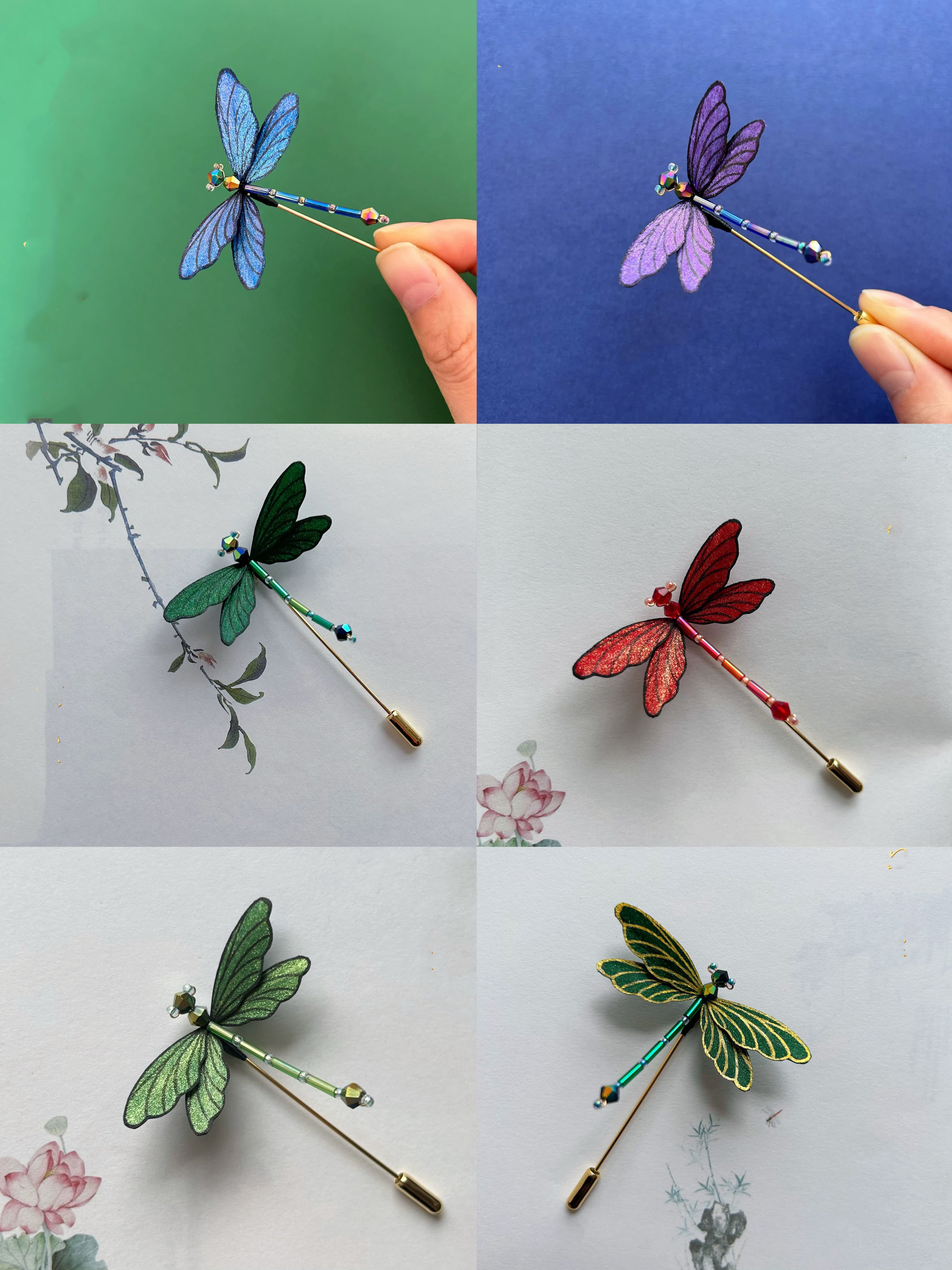Handmade Silk Velvet Dragonfly Brooch - Artisan Heritage Jewelry for Coats & Hats