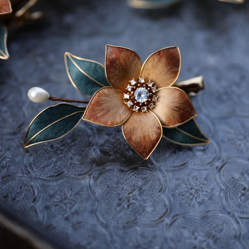 "Fragrant Mist" Silk Flower Hair Fork - Ethereal Heritage Accessory for Elegant Updos