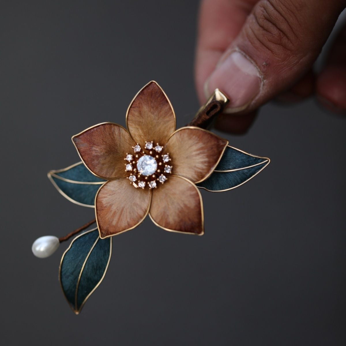 "Fragrant Mist" Silk Flower Hair Fork - Ethereal Heritage Accessory for Elegant Updos