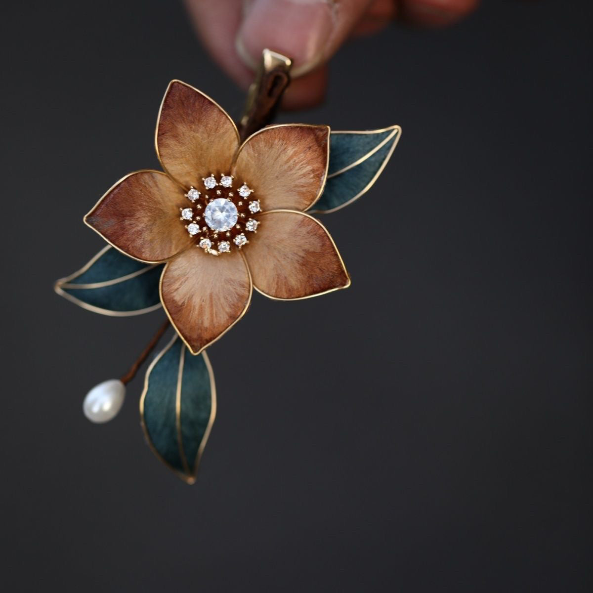 "Fragrant Mist" Silk Flower Hair Fork - Ethereal Heritage Accessory for Elegant Updos