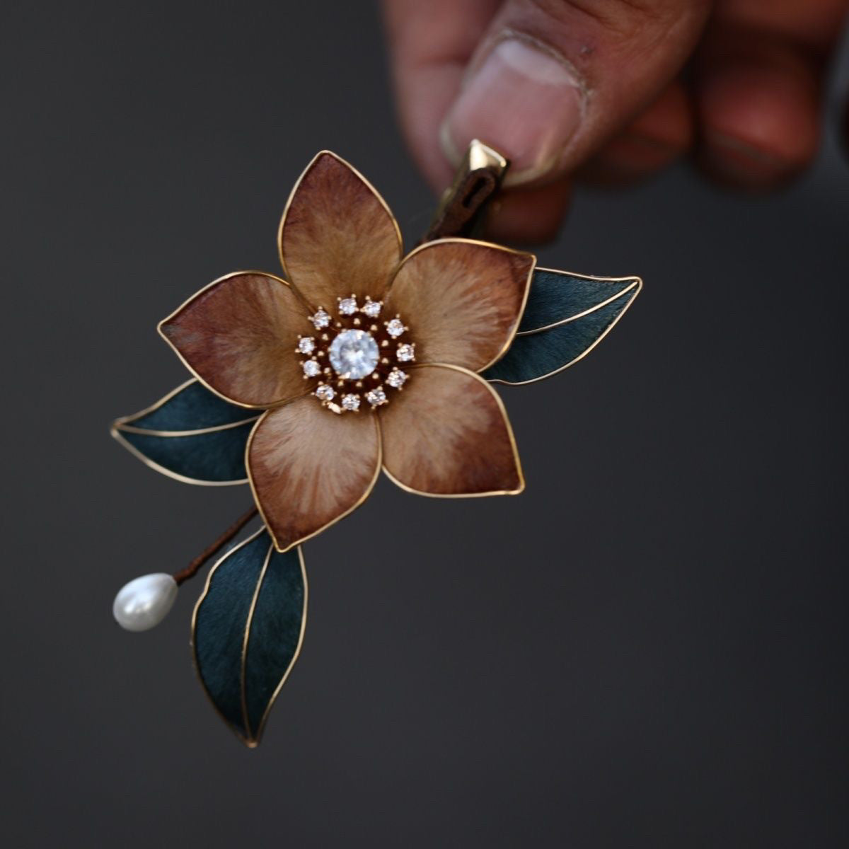 "Fragrant Mist" Silk Flower Hair Fork - Ethereal Heritage Accessory for Elegant Updos