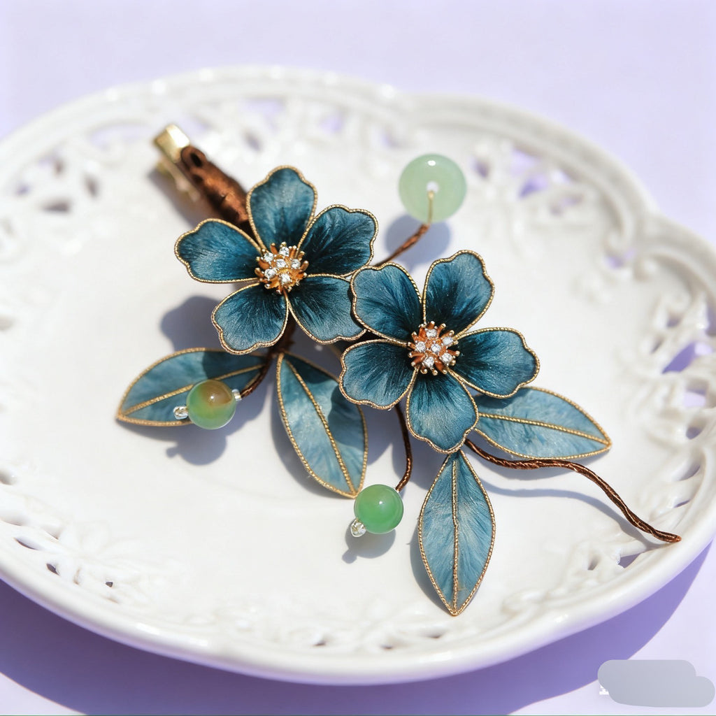 Luxury Velvet Flower Hairpin Set - Delicate Handcrafted Design, Vintage Style Hair Accessories for Bridesmaids & Tea Ceremonies