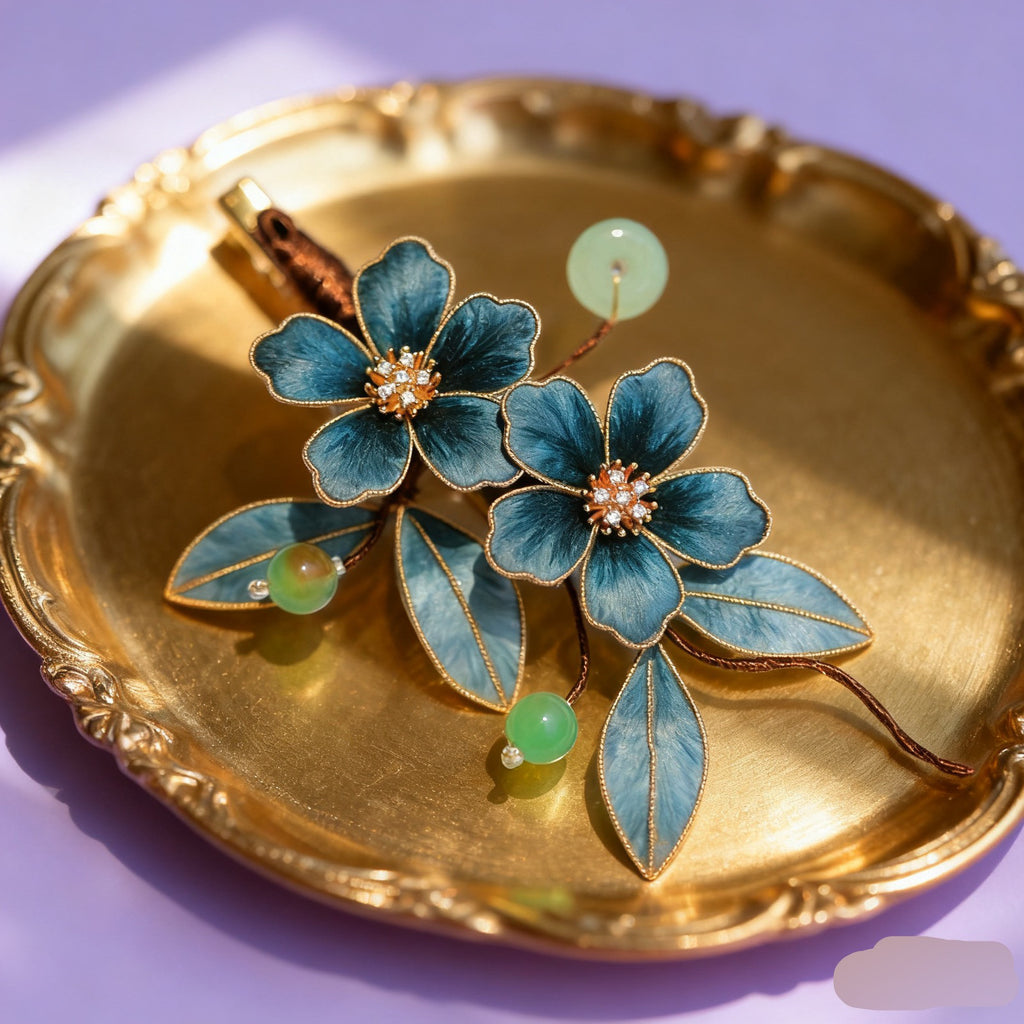 Luxury Velvet Flower Hairpin Set - Delicate Handcrafted Design, Vintage Style Hair Accessories for Bridesmaids & Tea Ceremonies