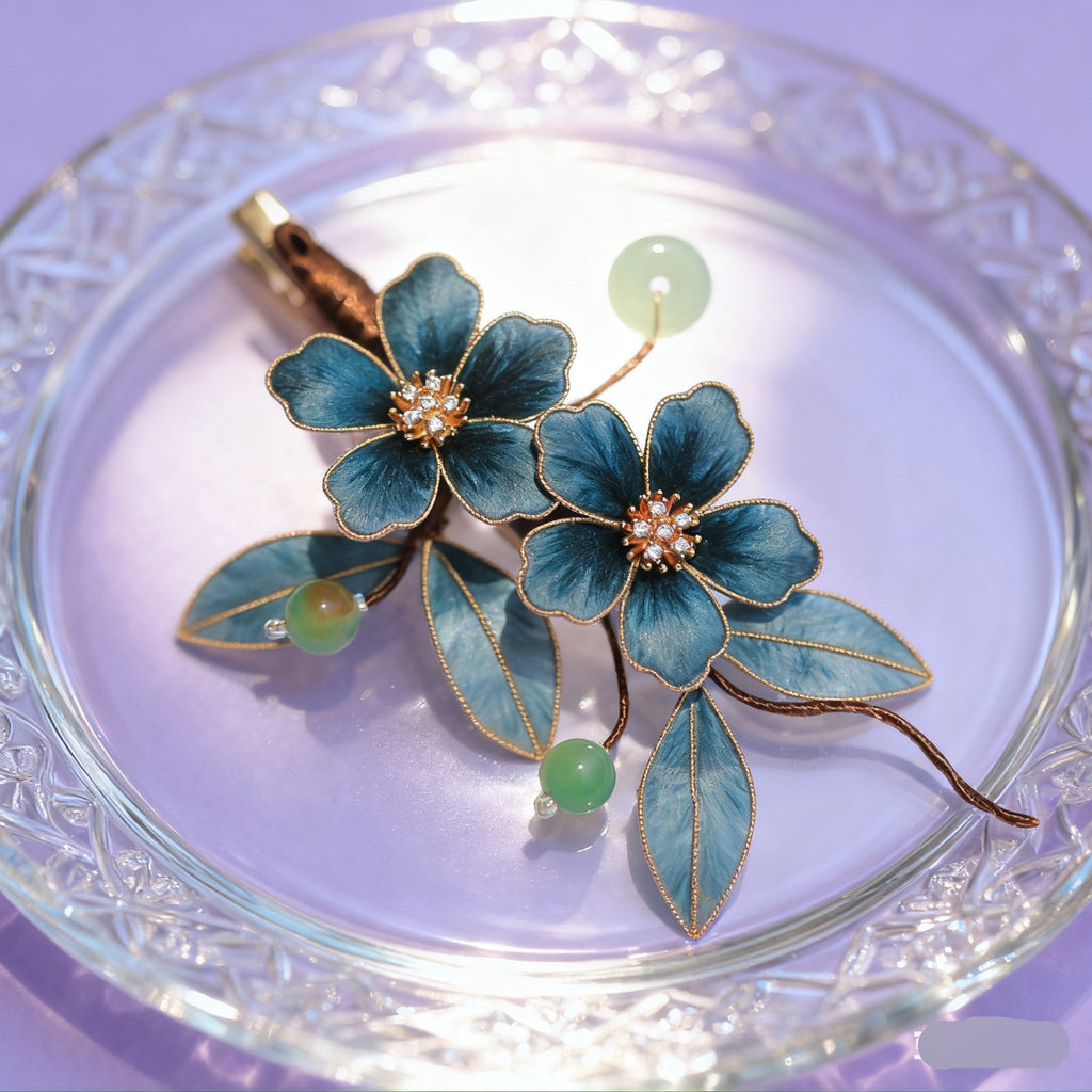Luxury Velvet Flower Hairpin Set - Delicate Handcrafted Design, Vintage Style Hair Accessories for Bridesmaids & Tea Ceremonies