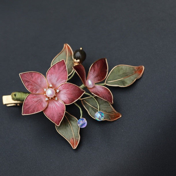 Handmade Silk Velvet Rose Hair Clip - Artisan Floral Barrette for Weddings & Bridal Looks