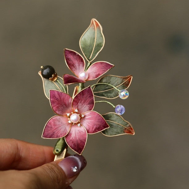 Handmade Silk Velvet Rose Hair Clip - Artisan Floral Barrette for Weddings & Bridal Looks