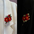 Handmade Silk Velvet Camellia Brooch - Artisan Floral Pin for Luxury Coats & Blazers