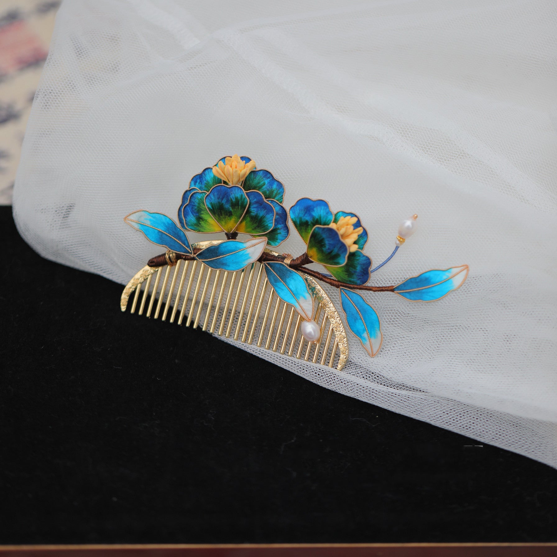 Handmade Silk Flower Tassel Hairpin - Heritage Craft Accessory for Luxury Weddings