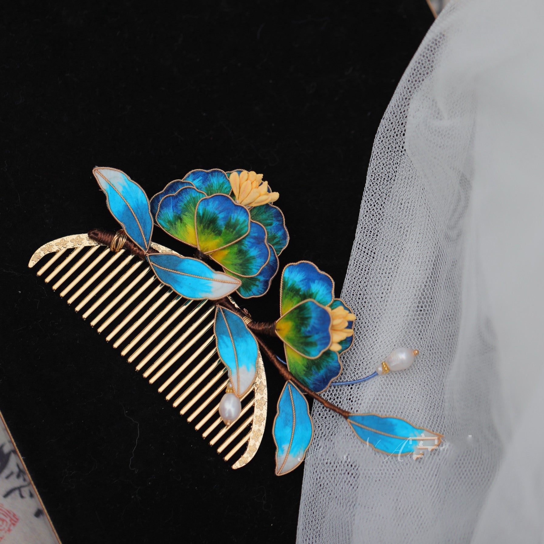 Handmade Silk Flower Tassel Hairpin - Heritage Craft Accessory for Luxury Weddings
