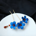 Velvet Flower Hairpin - Handmade Silk Craft, Vintage Green Tassel Design for Hanfu, Cheongsam & Wedding Party