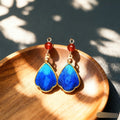 Velvet Flower Dangle Earrings - Handmade Intangible Heritage, Retro Chinese Style for Cheongsam Hanfu