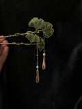 Minimalist Gold Silk Velvet Ginkgo Pin - Delicate Floral Decor for Tea Parties & Prom