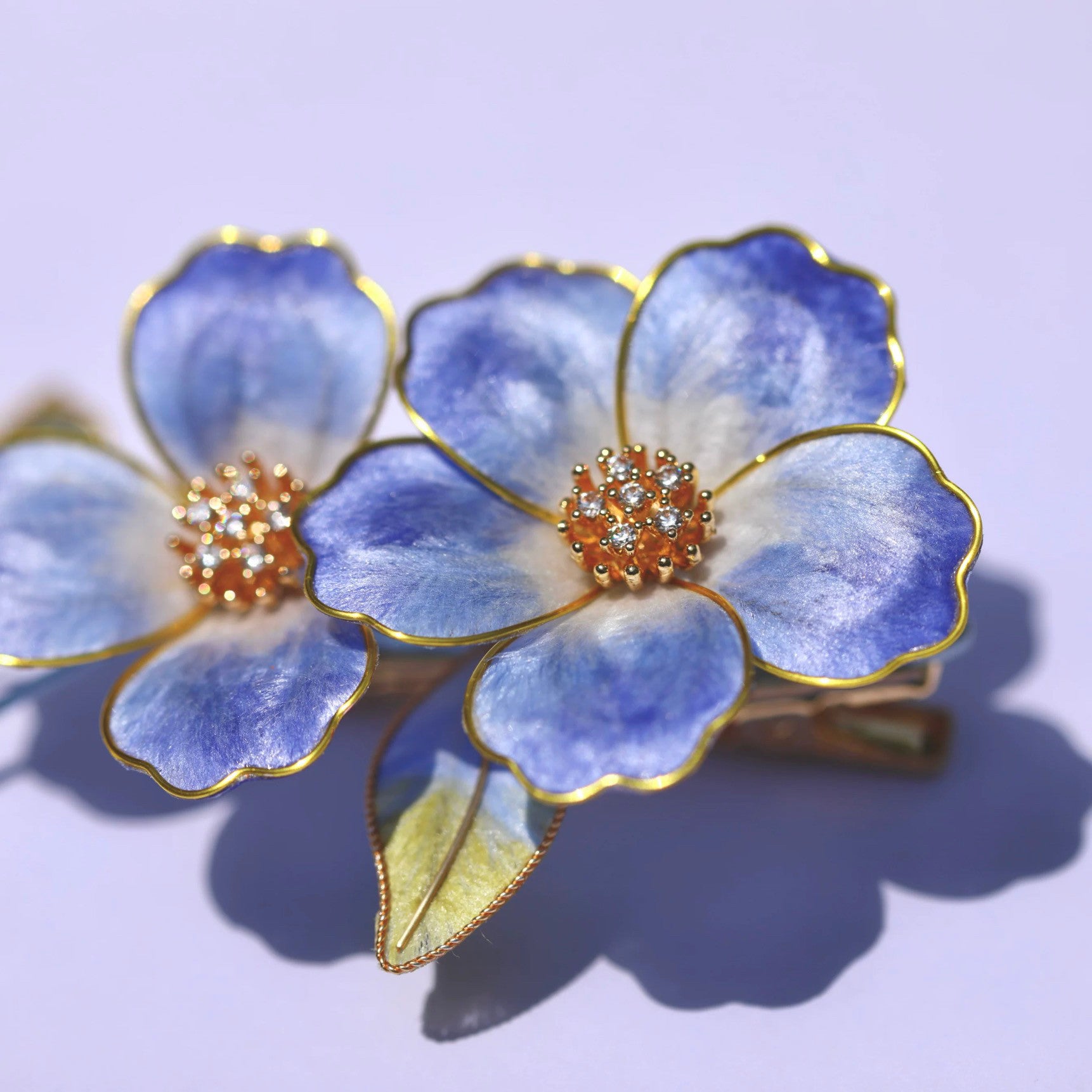 Handmade Violet Blue Mulberry Silk Velvet Hair Stick - Heritage Craft, Elegant Floral Pin for Daily Luxury