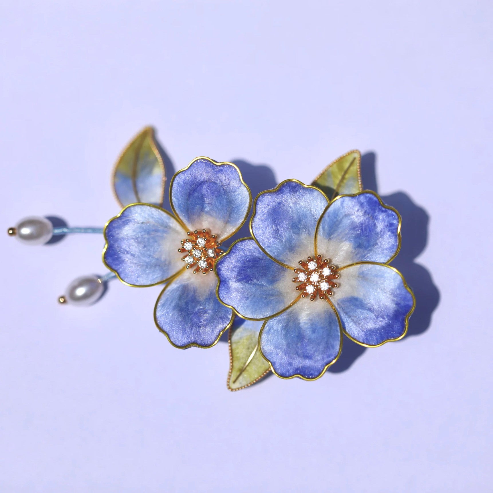 Handmade Violet Blue Mulberry Silk Velvet Hair Stick - Heritage Craft, Elegant Floral Pin for Daily Luxury