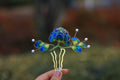 Handmade Kingfisher Imitation Blue Velvet Hairpin - Artisan Intangible Heritage Jewelry for Bridal Wear