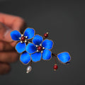 Premium Botanical Velvet Hair Clip - Artisan Teal Silk Petals, Heirloom Quality for Formal Events