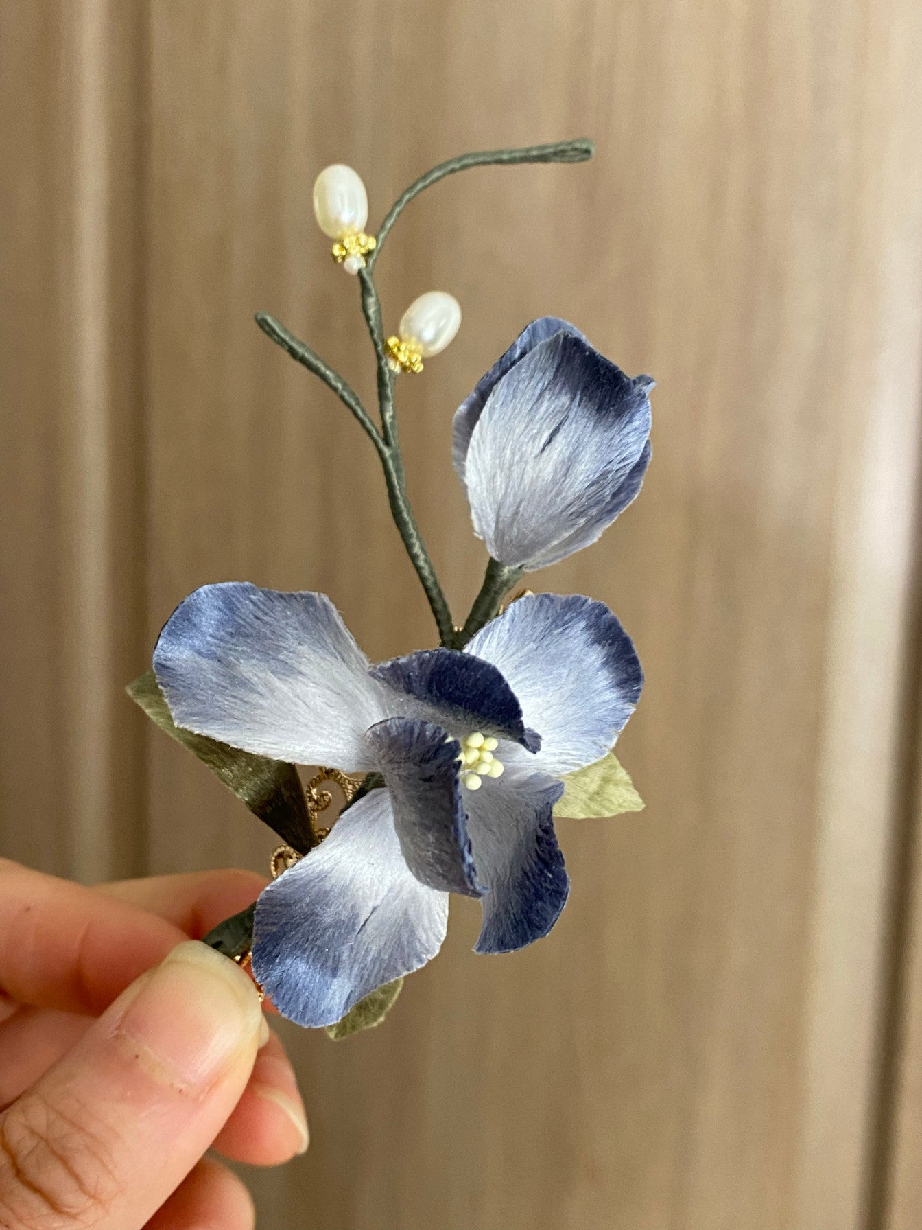 "Petal Soft" Mulberry Silk Hair Slide - Ethereal Heritage Art for Elegant Updos