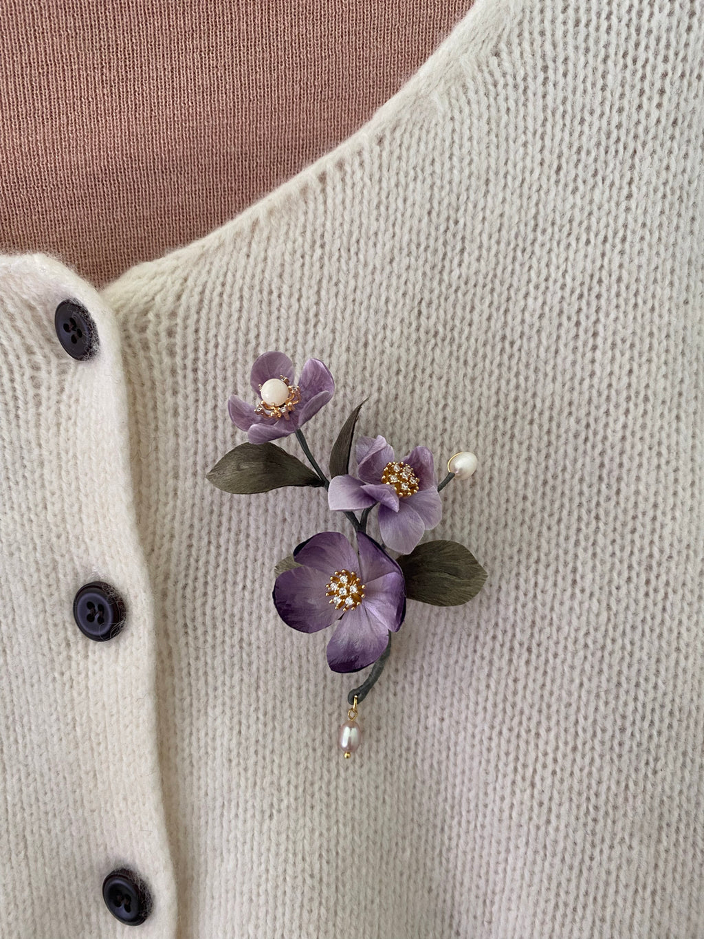 "Royal Plum" Silk Velvet Dress Brooches - Ethereal Accessory for Holiday Parties