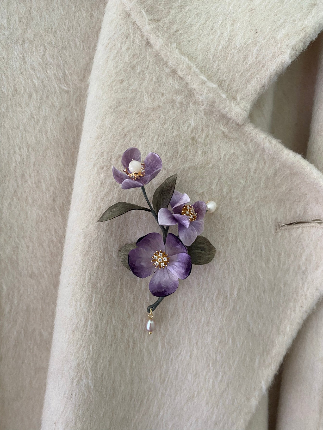 "Royal Plum" Silk Velvet Dress Brooches - Ethereal Accessory for Holiday Parties