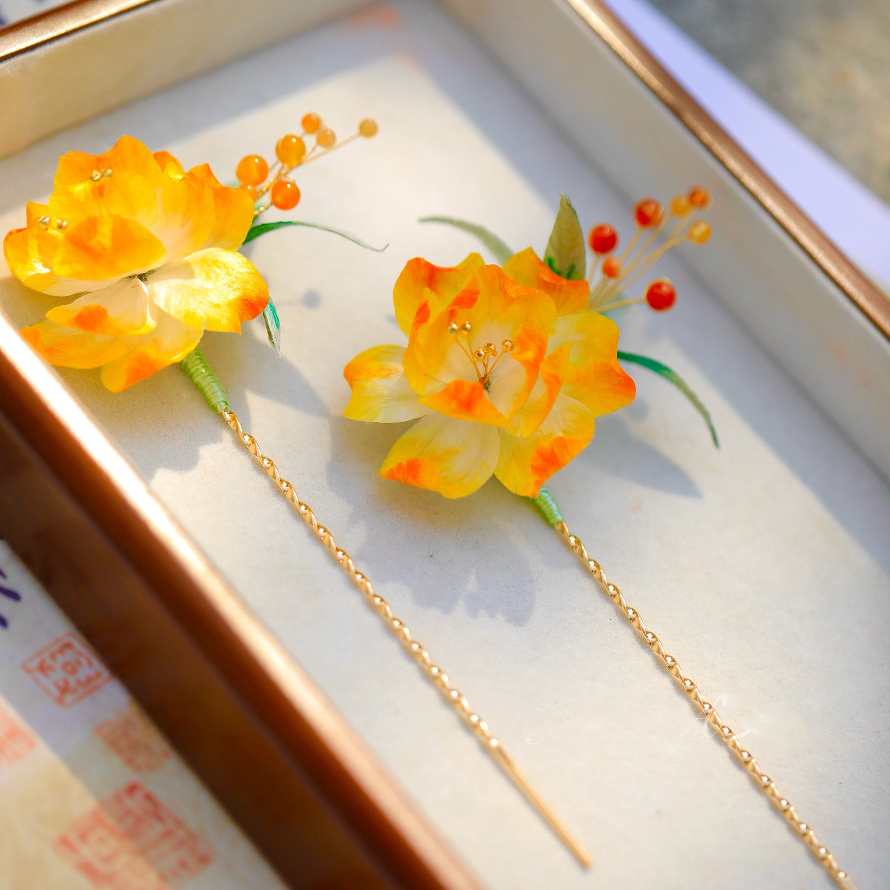 "Joyful Bloom" Silk Velvet Hair Stick - Artisan Dangle Jewelry for Anniversary Gifts