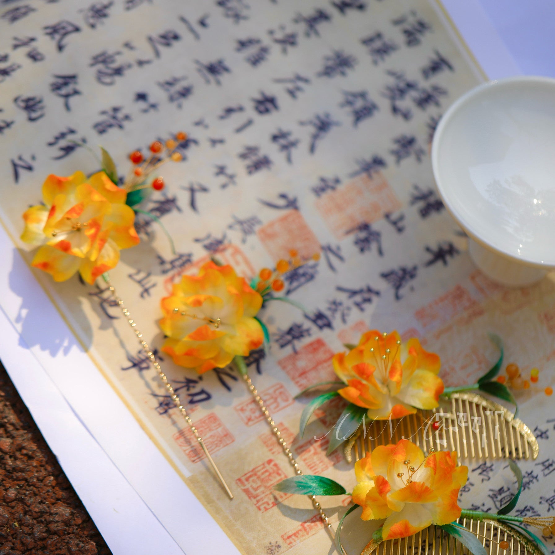 "Joyful Bloom" Silk Velvet Hair Stick - Artisan Dangle Jewelry for Anniversary Gifts