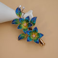 Handmade Silk Velvet Flower Hair Stick - "A Thousand Li of Mountains" Landscape Art, Regal Bridal Accessory