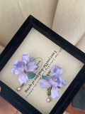 Handmade Silk Velvet Iris Brooch - Ethereal Purple Flower Pin for Coats & Blazers