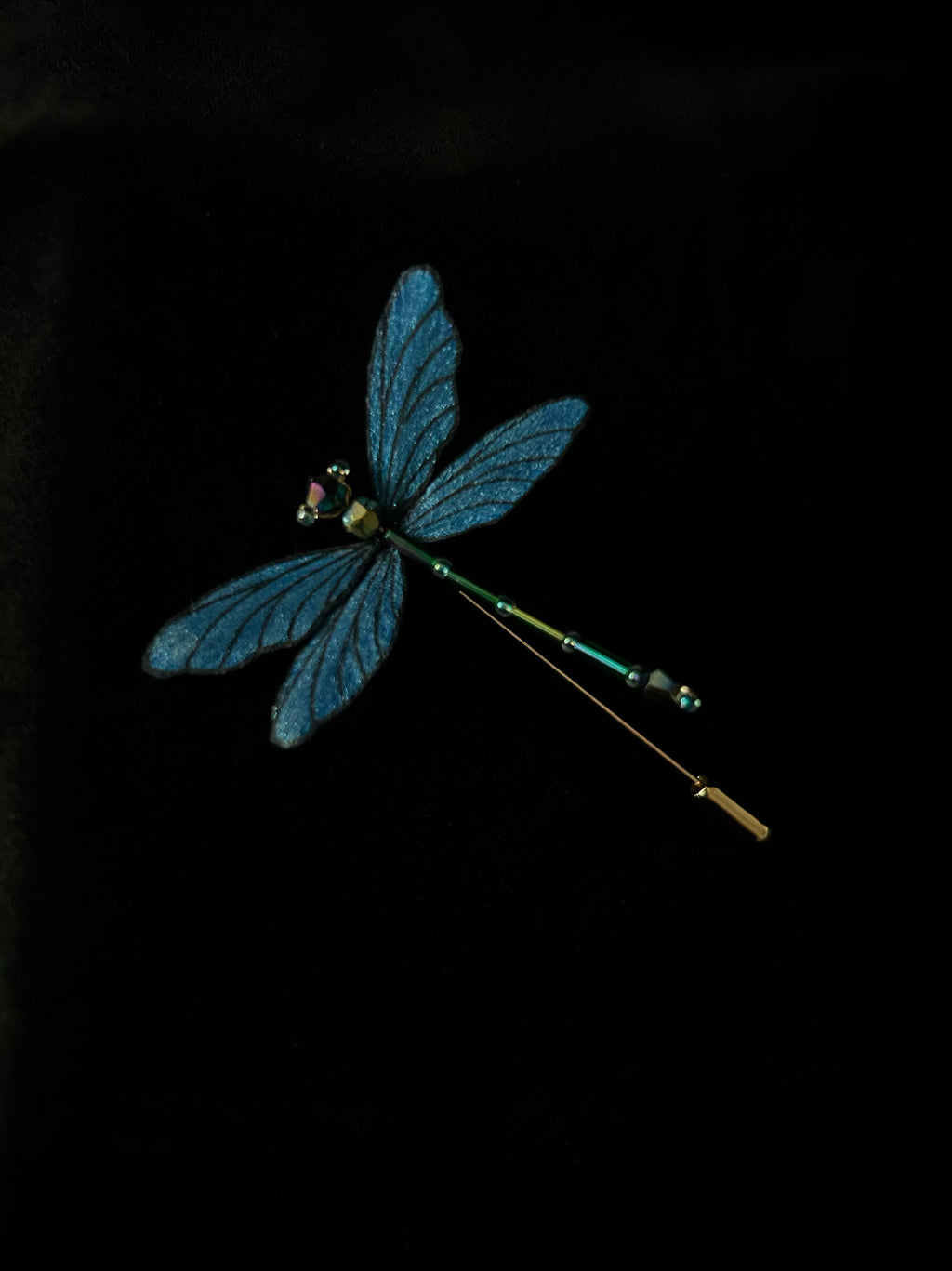 Handmade Silk Velvet Dragonfly Brooch - Artisan Heritage Jewelry for Coats & Hats